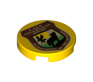 LEGO Tile 2 x 2 Round with U.S. Fish and Wildlife Service with Bottom Stud Holder (14769 / 78353)