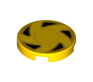 LEGO Tuile 2 x 2 Rond avec Jaune et Noir Hubcap avec porte-tenon inférieur (14769 / 72405)