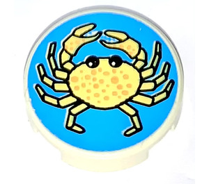 LEGO Tile 2 x 2 Round with Yellow Crab with "X" Bottom (4150)