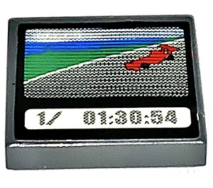 LEGO Tile 2 x 2 with '1/ 01:30:54', Racer Car Sticker with Groove (3068)