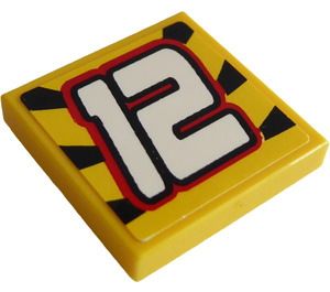 LEGO Fliese 2 x 2 mit "12" Aufkleber mit Nut (3068)