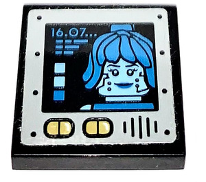 LEGO Tile 2 x 2 with 16.07 Picture of Pixal's Head Sticker with Groove (3068)