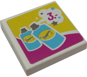 LEGO Tile 2 x 2 with 2 Spray Cans and '3.-' Sticker with Groove (3068)