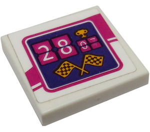 LEGO Tile 2 x 2 with 28 07 and Flags Sticker with Groove (3068)