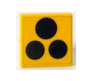 LEGO Tile 2 x 2 with 3 Black Circles Sticker with Groove (3068)
