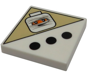 LEGO Tile 2 x 2 with 3 Black Dots and Mummy Head with Groove (3068 / 87602)