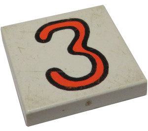 LEGO Tile 2 x 2 with "3" with Groove (3068)