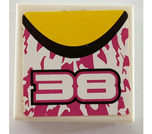 LEGO Tile 2 x 2 with "38" Sticker with Groove (3068)