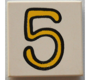 LEGO Fliese 2 x 2 mit "5" mit Nut (3068)