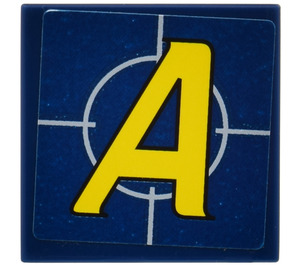 LEGO Tile 2 x 2 with 'A' Agents Logo Sticker with Groove (3068)