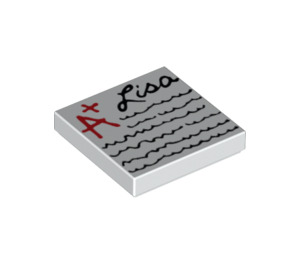 LEGO Tile 2 x 2 with 'A+, Lisa and Text Lines' with Groove (3068 / 16789)