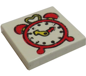 LEGO Tile 2 x 2 with Alarm Clock with Groove (3068)