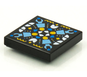 LEGO Fliese 2 x 2 mit BeatBit Album Cover - Geometric Minifigure Heads, Arme und Quartal Tiles Muster mit Nut (3068)