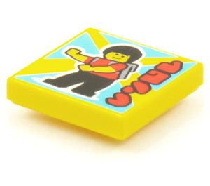 LEGO Tile 2 x 2 with BeatBit Album Cover - Minifigure with Backpack Dancing Pattern with Groove (3068)