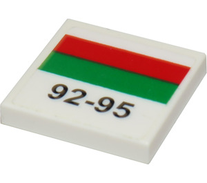 LEGO Tile 2 x 2 with Black '92-95', Green and Red Line Sticker with Groove (3068)