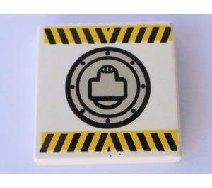 LEGO Tile 2 x 2 with Black and Yellow Danger Stripes and Round Hatch with Groove (3068)