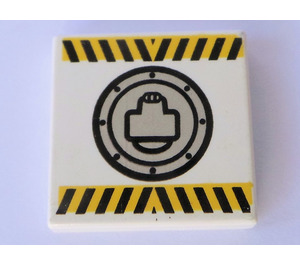 LEGO Tile 2 x 2 with Black and Yellow Danger Stripes and Round Hatch with Groove (3068 / 43359)