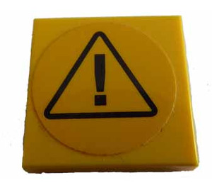 LEGO Tile 2 x 2 with Black Warning Sign Sticker with Groove (3068)
