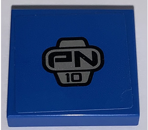 LEGO Fliese 2 x 2 mit Blau PN 10 Aufkleber mit Nut (3068)
