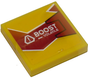 LEGO Tegel 2 x 2 met "BOOST - VOLATILE" Sticker met groef (3068)