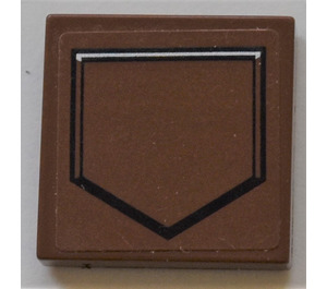 LEGO Tile 2 x 2 with brown hatch or shield Sticker with Groove (3068)