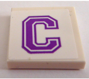 LEGO Tile 2 x 2 with 'C' Sticker with Groove (3068)