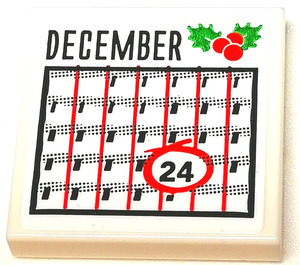 LEGO Tile 2 x 2 with Calendar page DECEMBER Sticker with Groove (3068)
