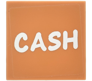 LEGO Tile 2 x 2 with ‘CASH’ Sticker with Groove (3068)