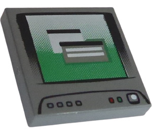 LEGO Tuile 2 x 2 avec Computer Screen, blanc indiquer dans Powerbutton avec rainure (3068 / 46502)