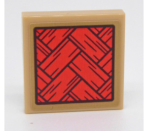 LEGO Tile 2 x 2 with Coral and Black Design Sticker with Groove (3068)