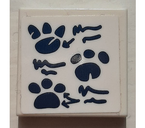 LEGO Tile 2 x 2 with Dark Blue Paw Prints Sticker with Groove (3068)