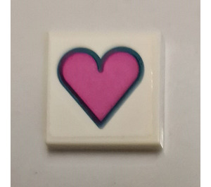 LEGO Tile 2 x 2 with Dark Pink Heart Sticker with Groove (3068)