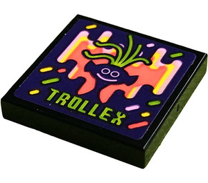 LEGO Tile 2 x 2 with Dark Purple Troll Head and 'TROLLEX' Sticker with Groove (3068)