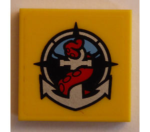 LEGO Tile 2 x 2 with deep sea logo Sticker with Groove (3068)