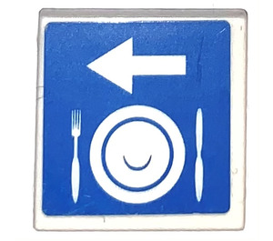 LEGO Tile 2 x 2 with Dinner plate and Arrow Sign Sticker with Groove (3068)