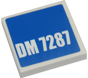LEGO Tile 2 x 2 with 'DM 7287' Sticker with Groove (3068)