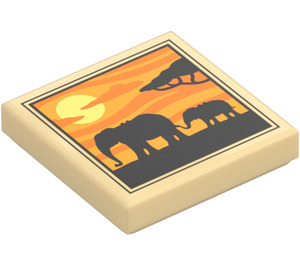 LEGO Tile 2 x 2 with Elephants Silhouettes with Groove (3068 / 75504)