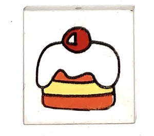 LEGO Tile 2 x 2 with Fabuland Cake with Cherry with Groove (3068)