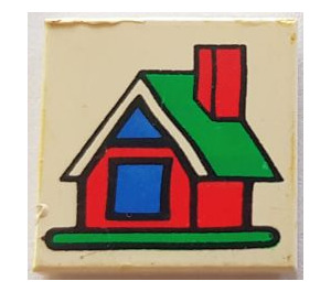 LEGO Tile 2 x 2 with Fabuland House with Groove (3068)