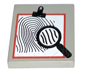 LEGO Tile 2 x 2 with Fingerprint and Magnifying Glass with Groove (3068)