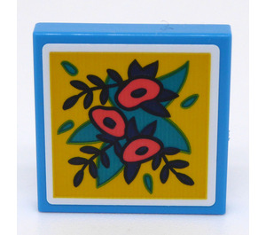 LEGO Tile 2 x 2 with Flowers Sticker with Groove (3068)