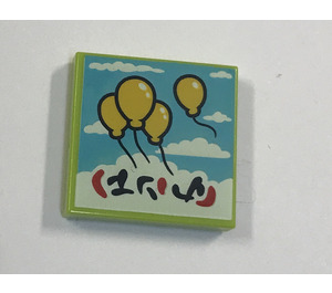 LEGO Tile 2 x 2 with Four Floating Yellow Balloons in Sky with Groove (3068)