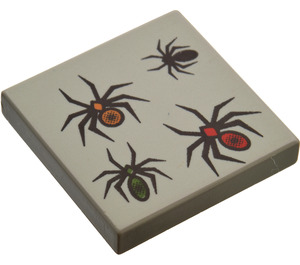 LEGO Tile 2 x 2 with Four Spiders (Red, Black, Yellow, Green) Pattern with Groove (3068 / 43754)