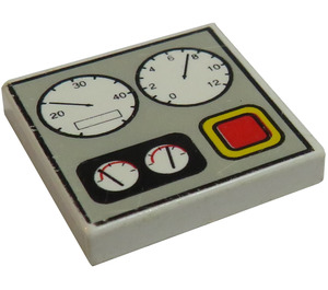 LEGO Tile 2 x 2 with Gauges and Red Button with Groove (3068)