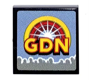 LEGO Tile 2 x 2 with GDN TV Screen Sticker with Groove (3068)