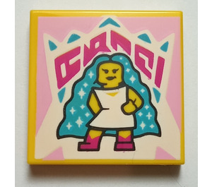 LEGO Tile 2 x 2 with Glam Poses print with Groove (3068)