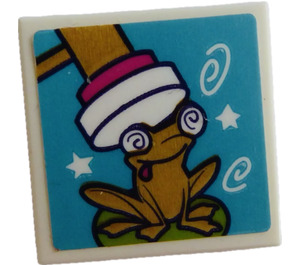 LEGO Tile 2 x 2 with Gold frog and mallet Sticker with Groove (3068)