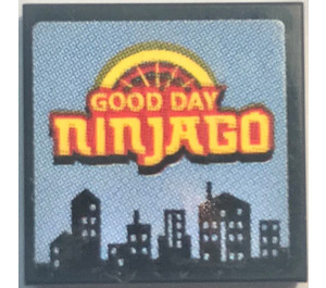 LEGO Tile 2 x 2 with Good Day Ninjago Sticker with Groove (3068)