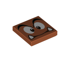 LEGO Tile 2 x 2 with Goomba Face with Close Eyes with Groove (3068)