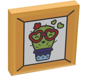 LEGO Tile 2 x 2 with Cactus in Pot Picture Sticker with Groove